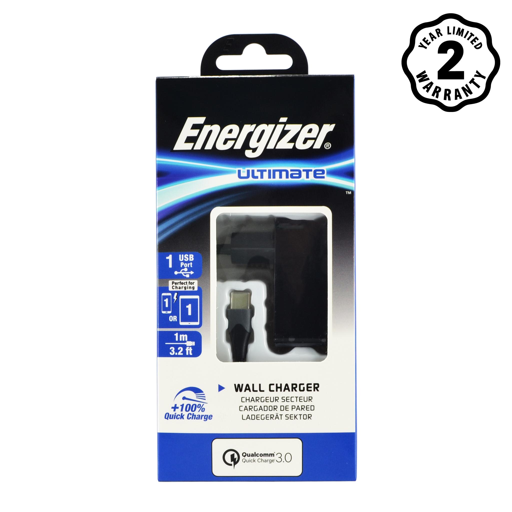 SẠC ENERGIZER QUICK CHARGE QUALCOMM 3.0 18W KÈM CÁP USB TYPE-C - AC1Q3EUUC23