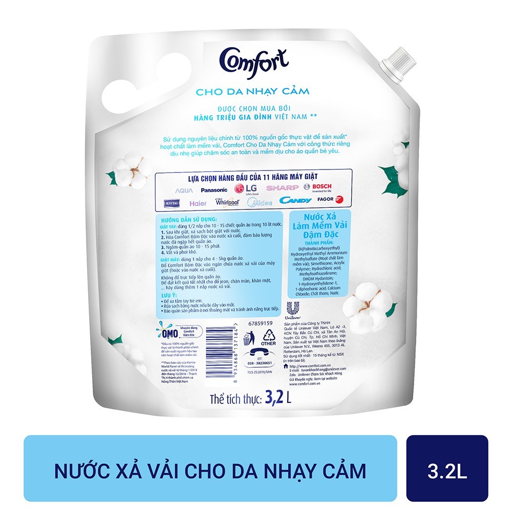 Nước xả vải Comfort Baby 3.2L