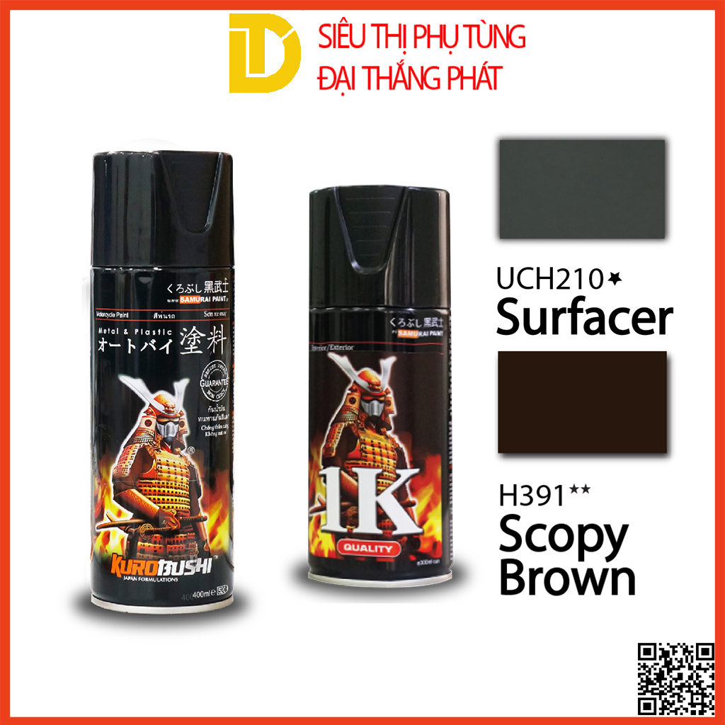 Sơn Samurai sơn xịt xe máy H391** MÀU NÂU HẠT DẺ