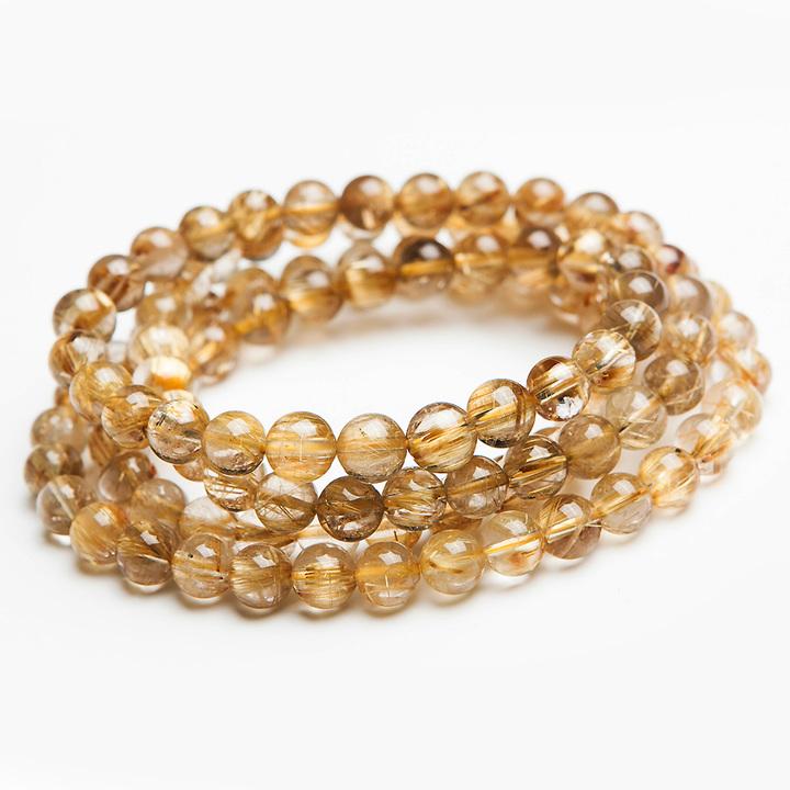 Vòng cổ 108 hạt thạch anh tóc tự nhiên 4mm