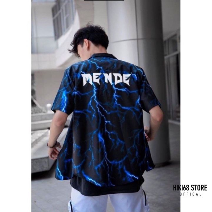 Áo Sơ Mi Tay Lửng Menden Sấm Xét Thunder Phản Quang Fulltag Lụa Mềm 100%