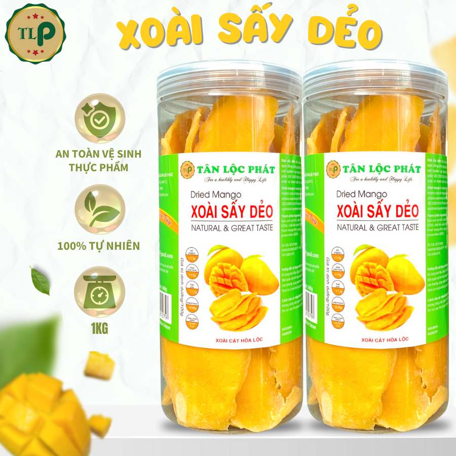 Xoài sấy dẻo tân lộc phát combo 3 hũ - mỗi hũ 500g | sấy thăng hoa | đồ ăn vặt yêu thích