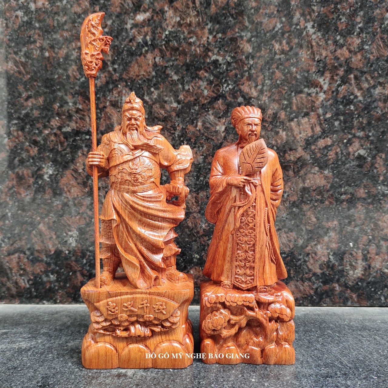 Tượng Quan công - Khổng minh gỗ hương cao 20 cm cực đẹp giá siêu tốt