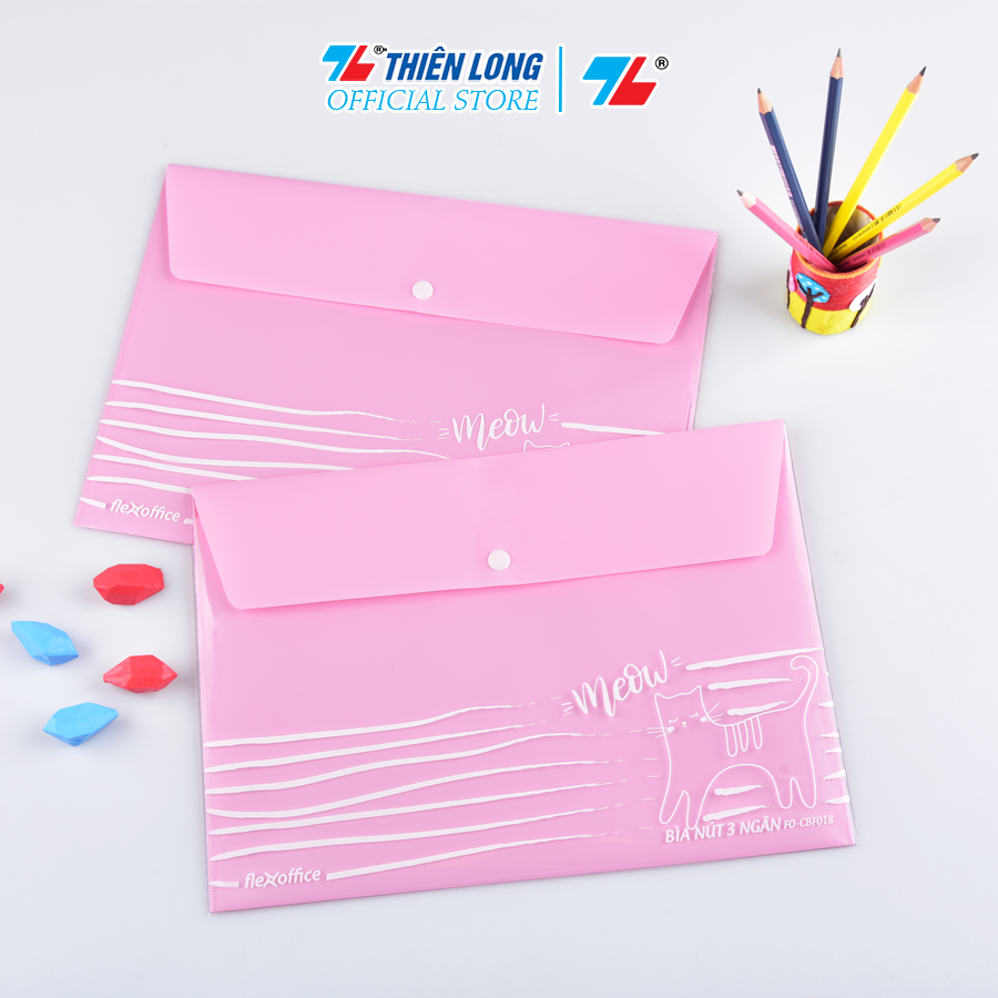 Xấp 10 bìa nút 3 ngăn thiên long flexoffice fo-cbf018