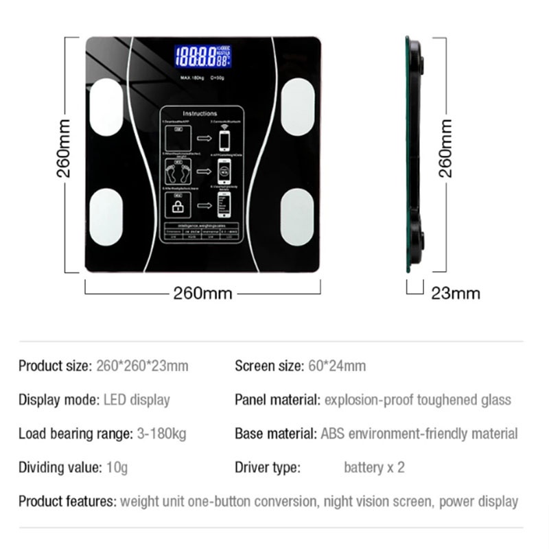 Body Fat Scales Bluetooth Bathroom Weighing Scale Electronic High-Precision Kichen Digtal Scale With Wirless-compatible Sync App