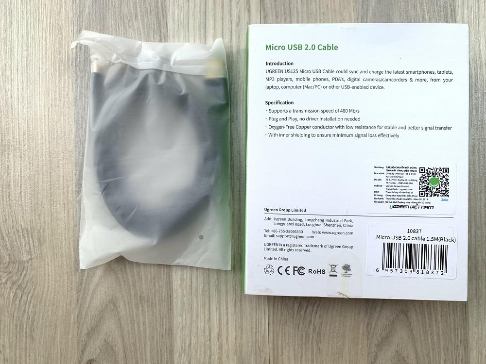 Cáp Micro USB dài 1,5M Ugreen 10837 cao cấp