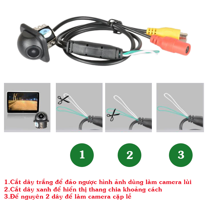 Camera Cặp Lề Dùng Cho Màn Hình LCD,DVD,Android Chân Cắm AV
