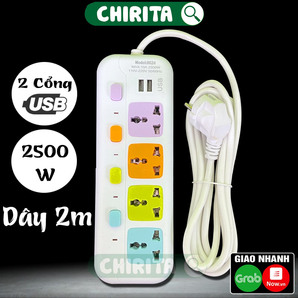 Ổ cắm điện đa năng có cổng sạc usb max 2500w - ổ cắm thông minh có cổng sạc usb