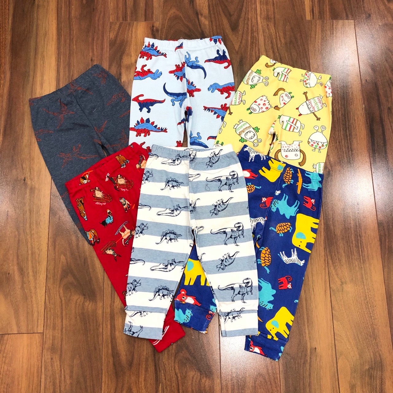 Set 5 quần dài bo ống vải borip carter xuất dư mềm họa tiết đẹp