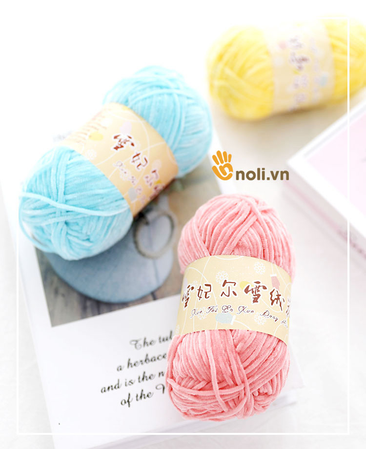 Len Nhung 2mm đan móc thú bông, khăn, áo, váy siêu mềm mịn, không rụng lông, bảng màu đa dạng 50g nội địa Trung