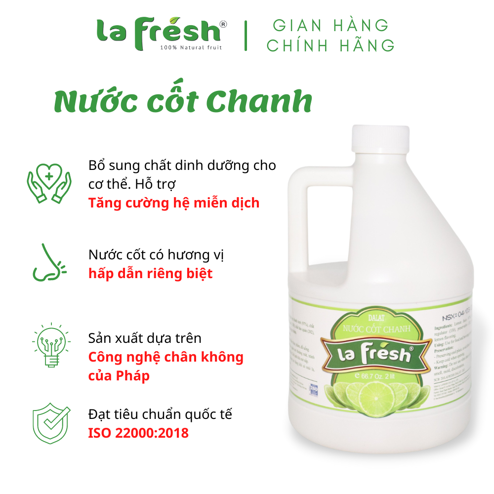 Nước Cốt Chanh Tươi Lafresh Đà Lạt 2 lít