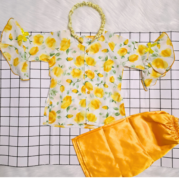 Đồ Bà ba tay xòe cho bé gái lụa mango size từ 6-34kg