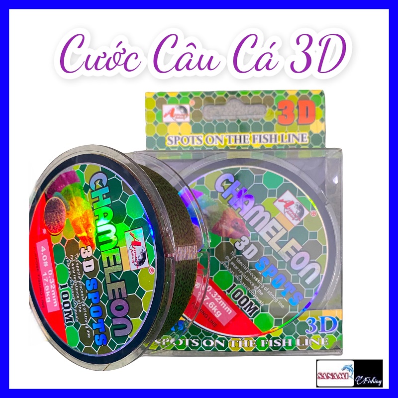Cước câu cá tàng hình 3D Chameleon 100m, cao cấp siêu tải trọng siêu bền DCC01 - SANAMI FISHING