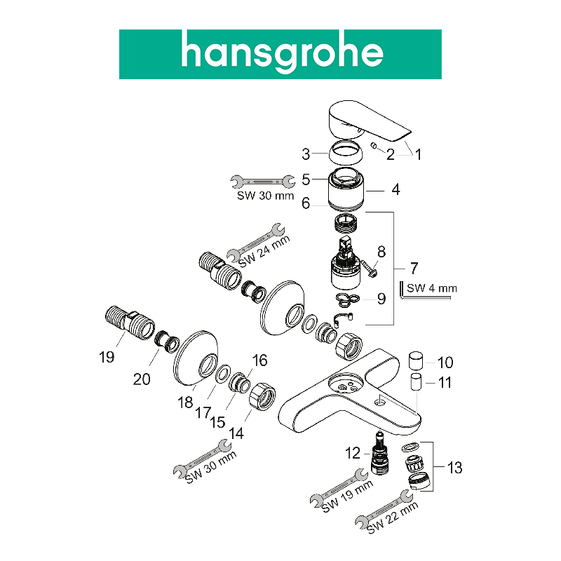 Bộ trộn tay gạt đơn HANSGROHE Logis E 71403