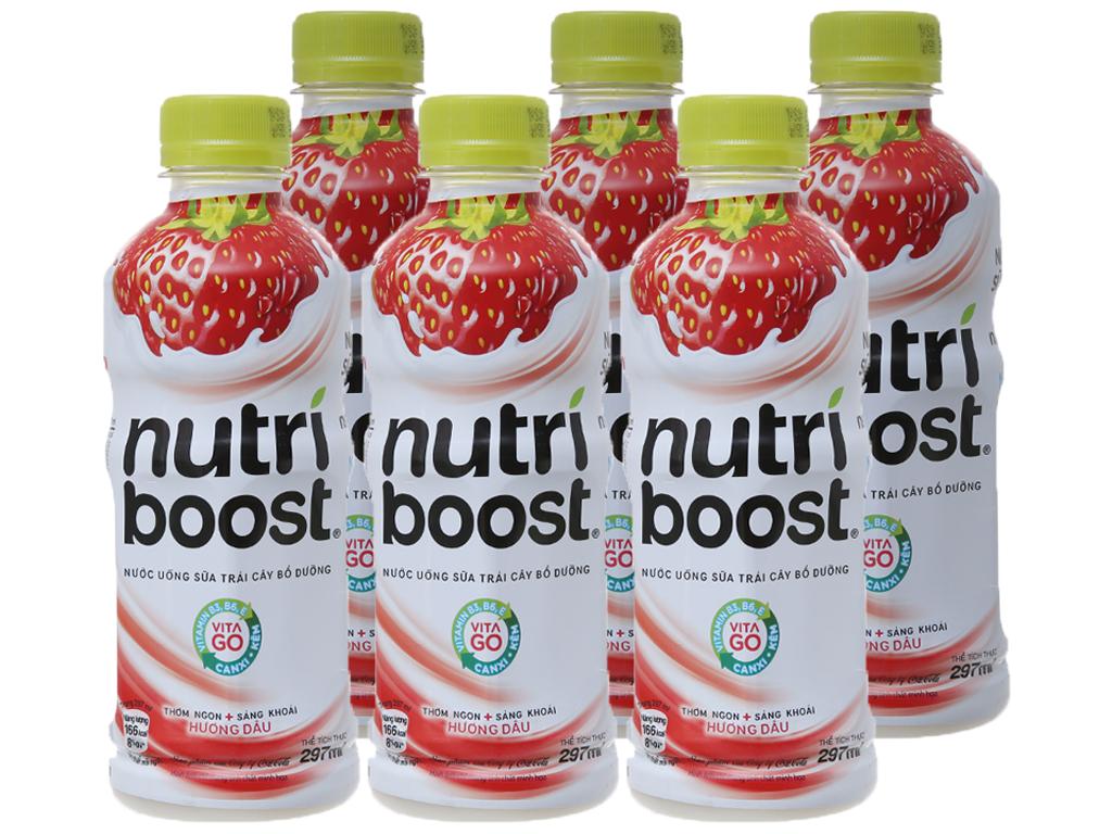 Combo Lốc 6 Chai Nutriboost Dâu 297ml