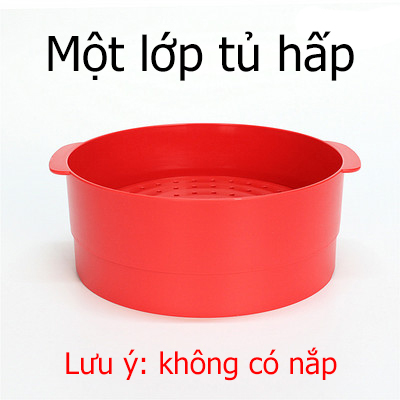 Nồi áp suất hai lớp xửng hấp Tupperware thực phiên bản nâng cấp Nồi hấp gia dụng cao cấp nhiều lớp nồi hấp an toàn mới Nồi hấp mới ngăn kéo màu đỏ