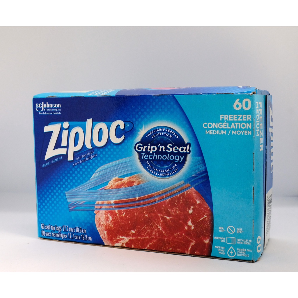 Túi Ziploc bảo quản thực phẩm Freezer 60 túi kích thước 17.7cm x 18.8cm