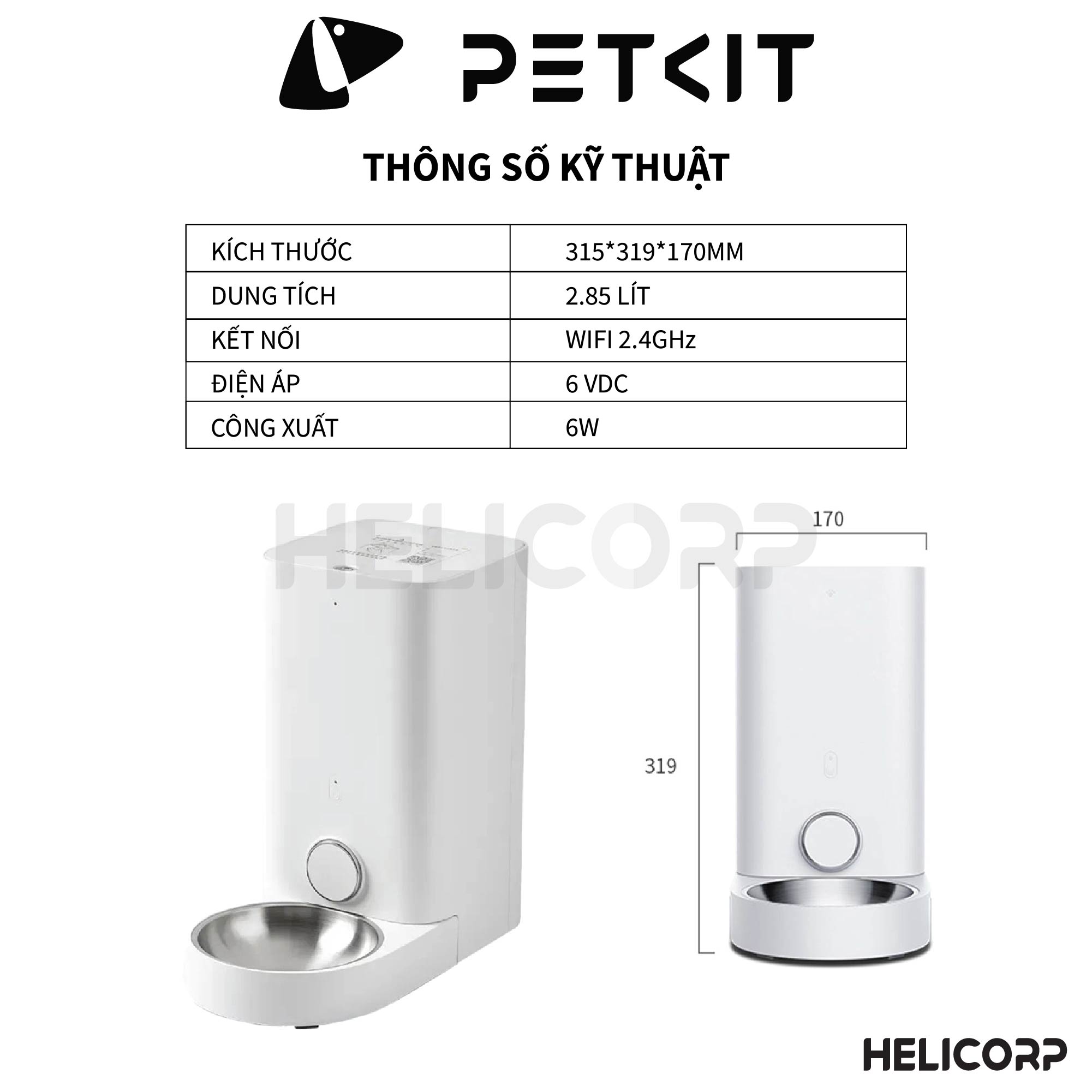 Máy ăn cho chó mèo Petkit Fresh Element Mini Pro - HeLiCorp