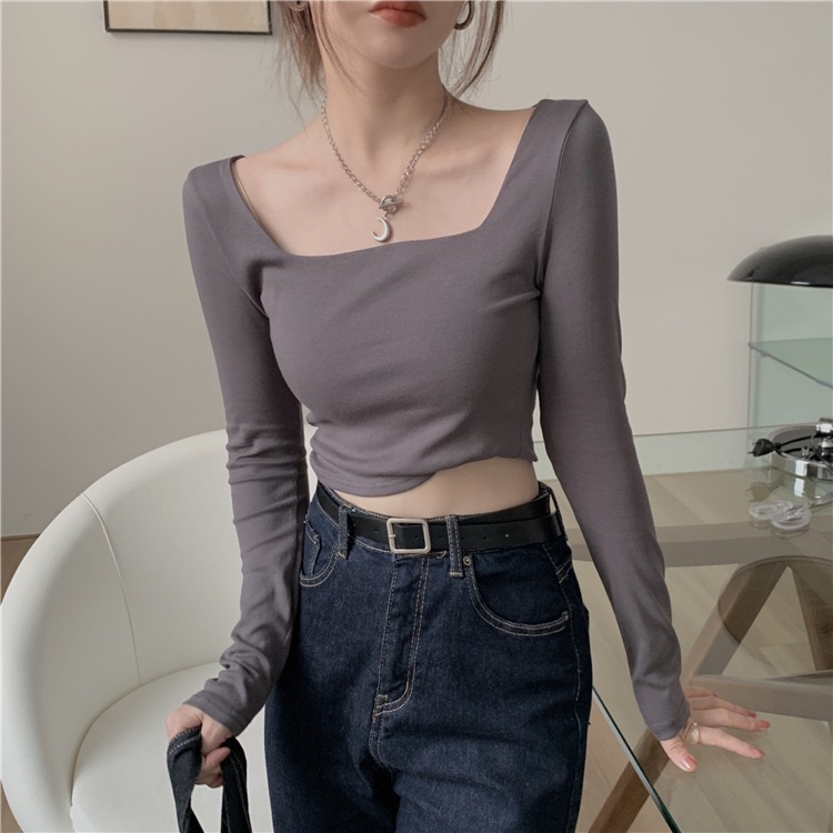 MS6844 Áo thun nữ cổ vuông croptop cá tính
