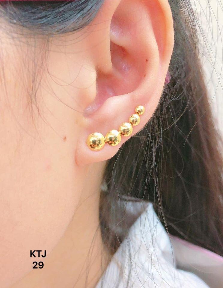 Bông tai kẹp vành kim tiền vàng tây 10k