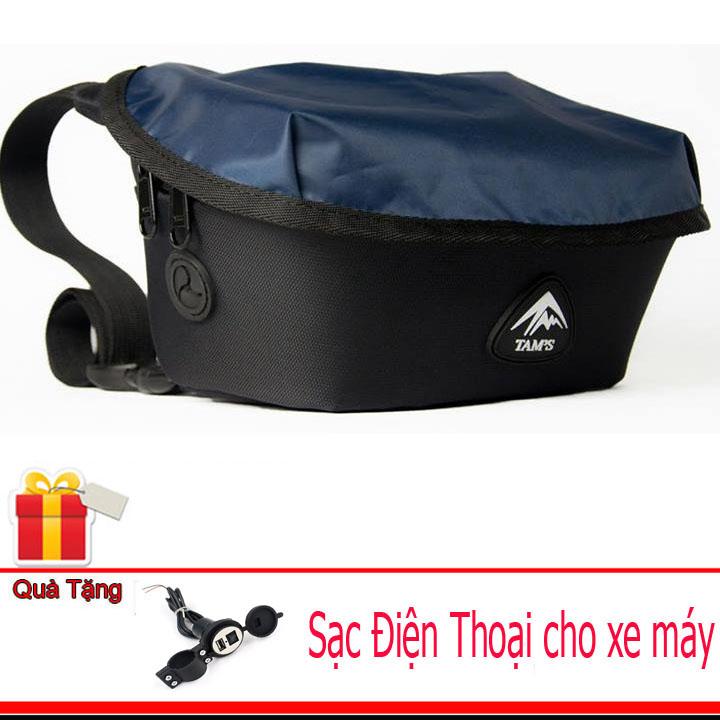[Quà Tặng Sạc điện thoại gắn xe máy] Túi treo xe máy Tam's dành cho Grab chuyên dụng màu đen có tấm che mưa CHOTO CT 225