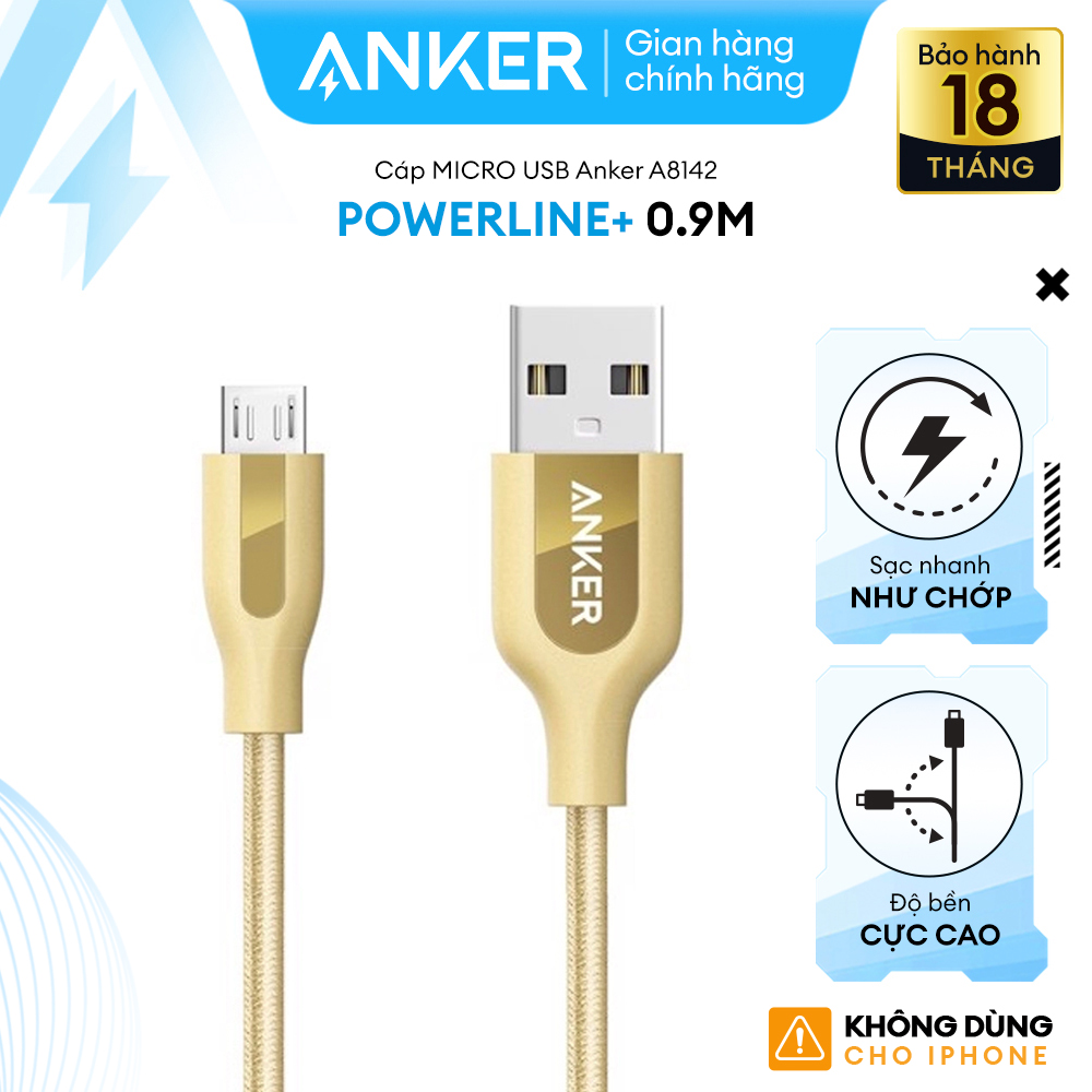 [SALE ĐẾN 50%] Cáp sạc ANKER PowerLine+ Micro USB dài 0.9m - [Có bao da] - A8142