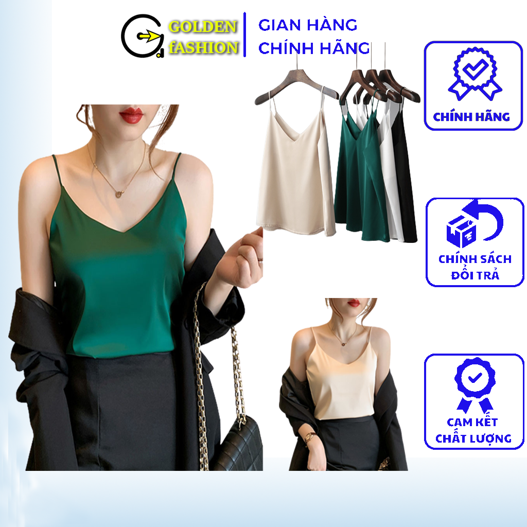 Áo 2 dây nữ trơn chất liệu lụa satil dáng suông