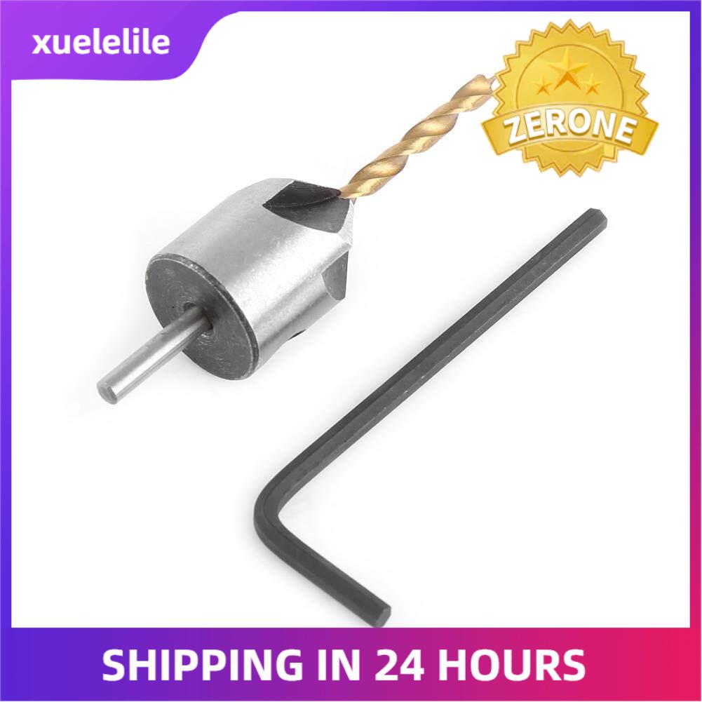 Steel Countersink Drill Bit Carpentry Woodworking Boring Tool Round Shank With Hex Key