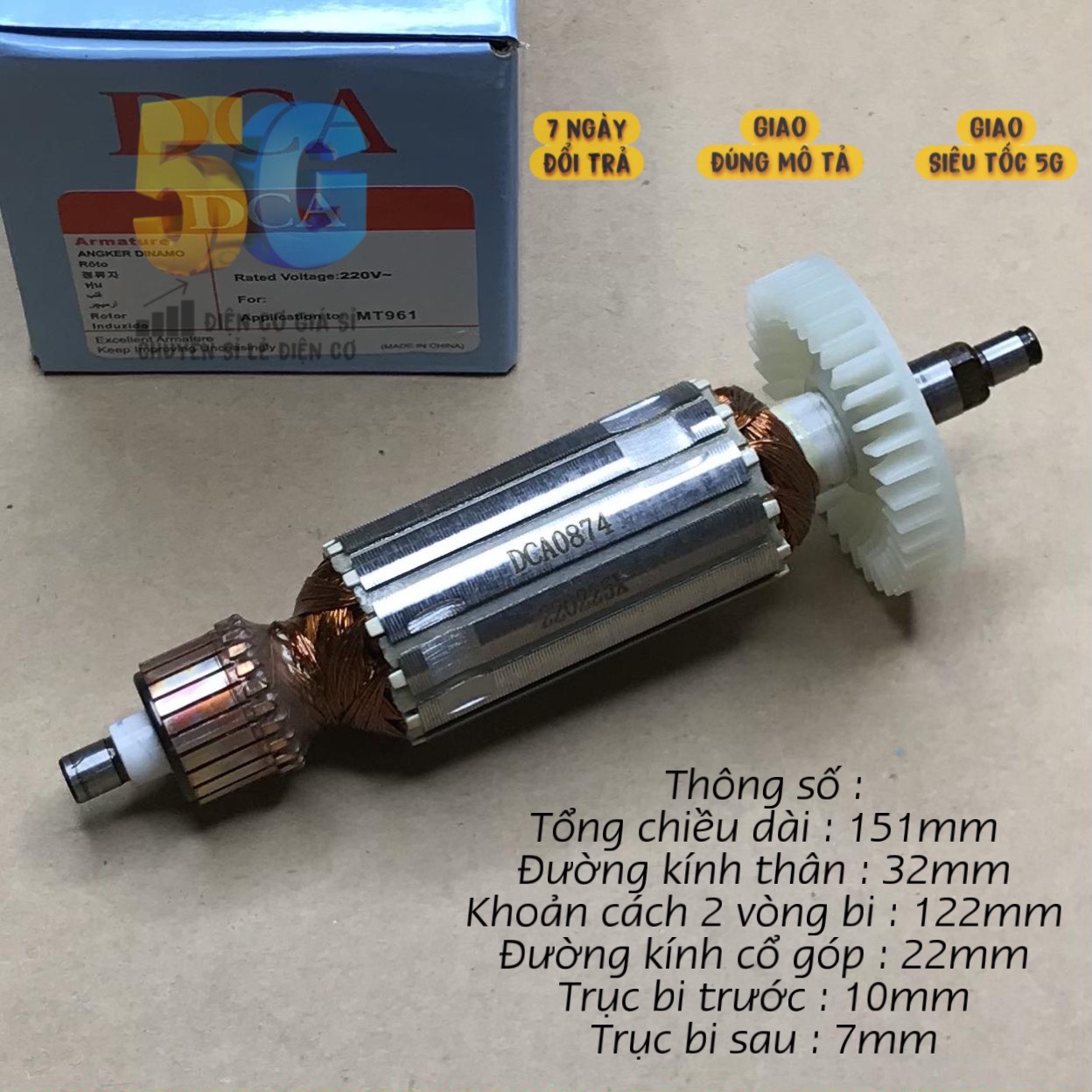 Rotor máy mài maktec mt953 mt961 xài chung hàng chính hãng dca dây đồng 100%