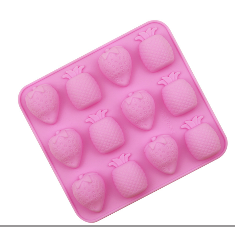 Khuôn khay silicon làm thạch, kẹo, socola - dứa,dâu