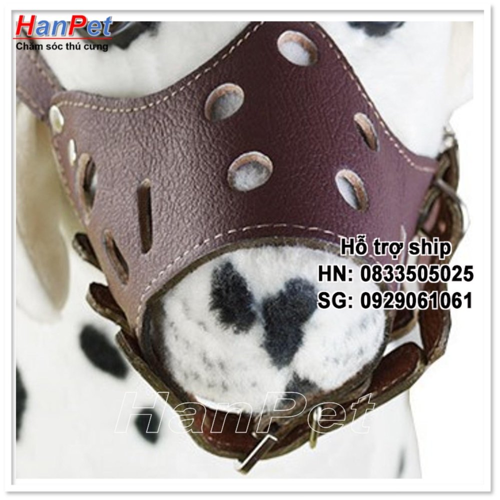 Hanpet - Rọ mõm chó lớn 15-25kg bằng da kiểu chống sủa size L ( 375g)