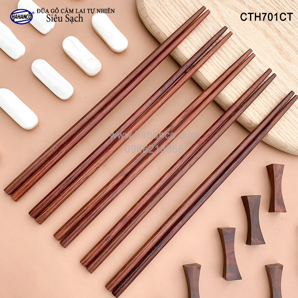 Đũa tròn gỗ Cẩm Lai Siêu sạch (10 đôi) gỗ tự nhiên vân đẹp /Chopstick of HAHANCO (CTH701CT)