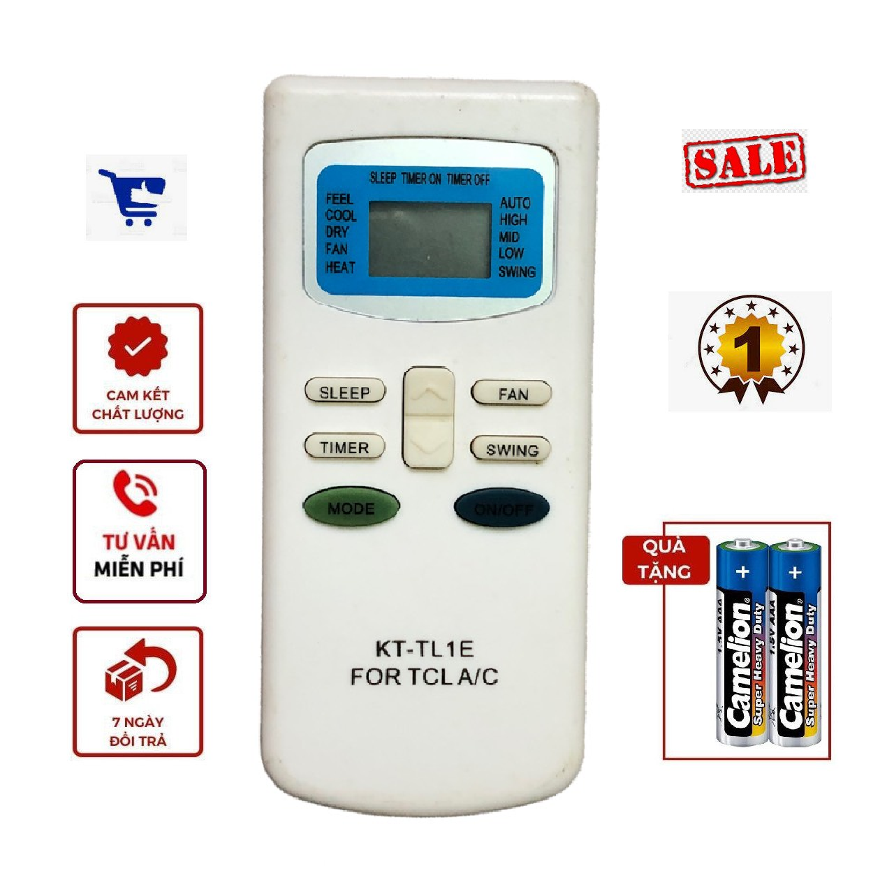 Điều khiển máy lạnh tcl gykq-03 - tặng kèm pin, hàng loại tốt - remote điều hòa tcl