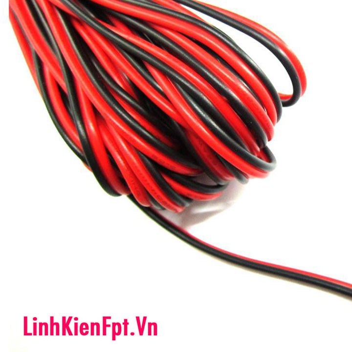 Dây điện đôi đỏ đen nhiều lõi 24AWG cuộn 100m