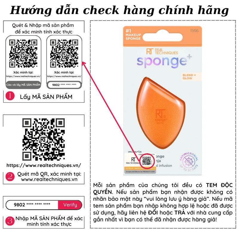 Mút Tán Nền Màu Cam RT REAL TECHNIQUES Miracle Complexion Sponge (Mới)