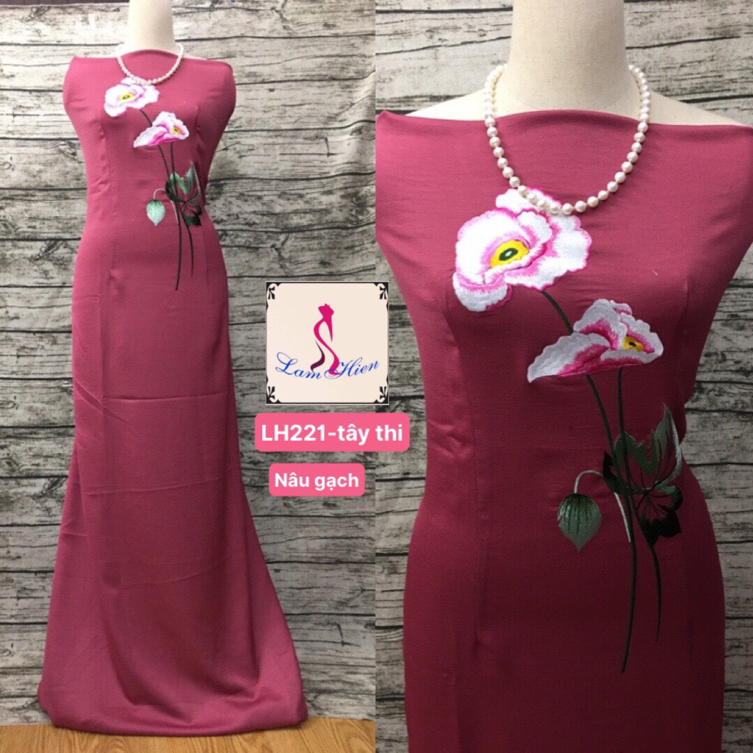 Vải áo dài lụa tây thi bông thêu LH221