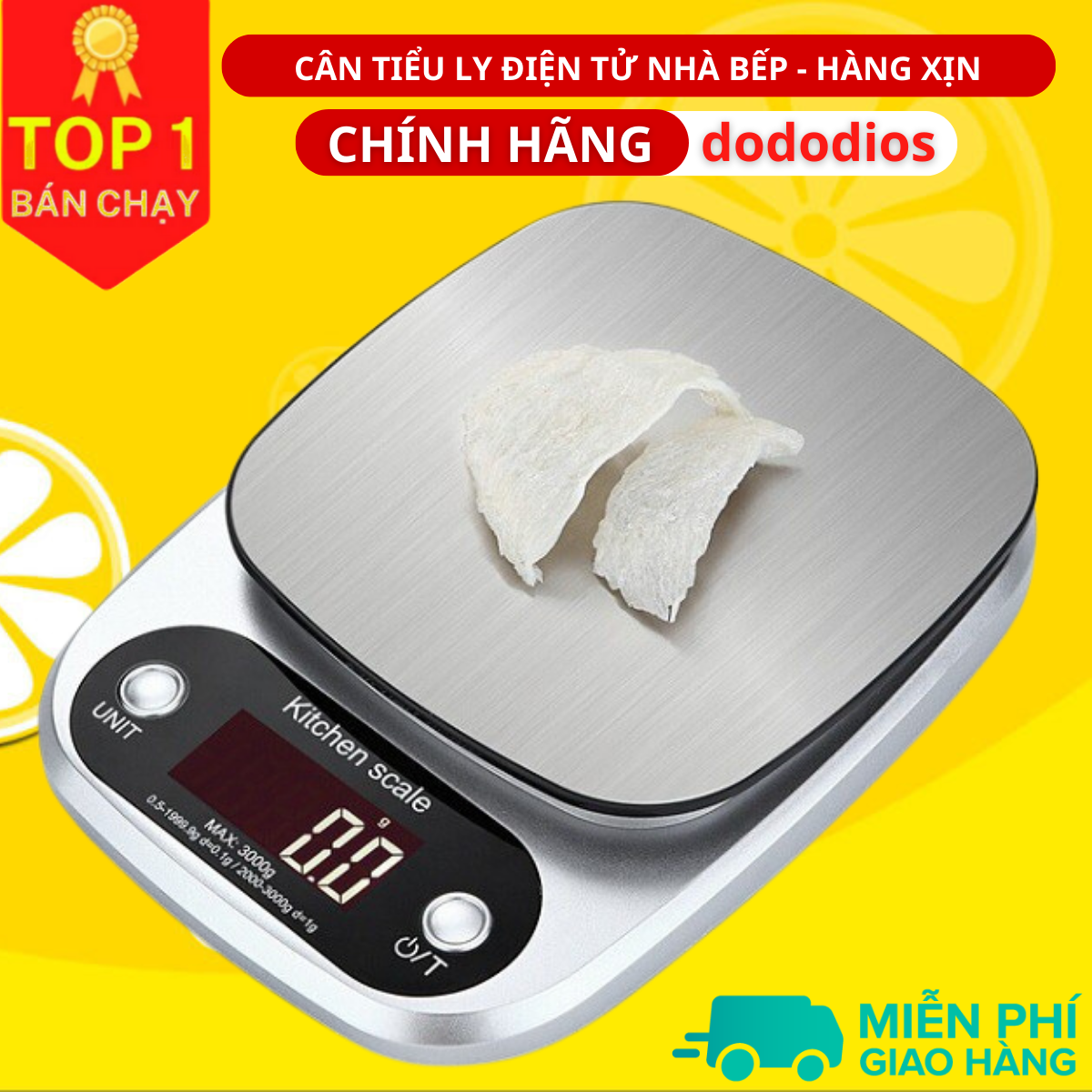 Cân tiểu ly điện tử nhà bếp 3kg - 0.1g - cân tiểu li làm bánh, cân yến, cafe, hoa quả mini chính xác - hãng dododios