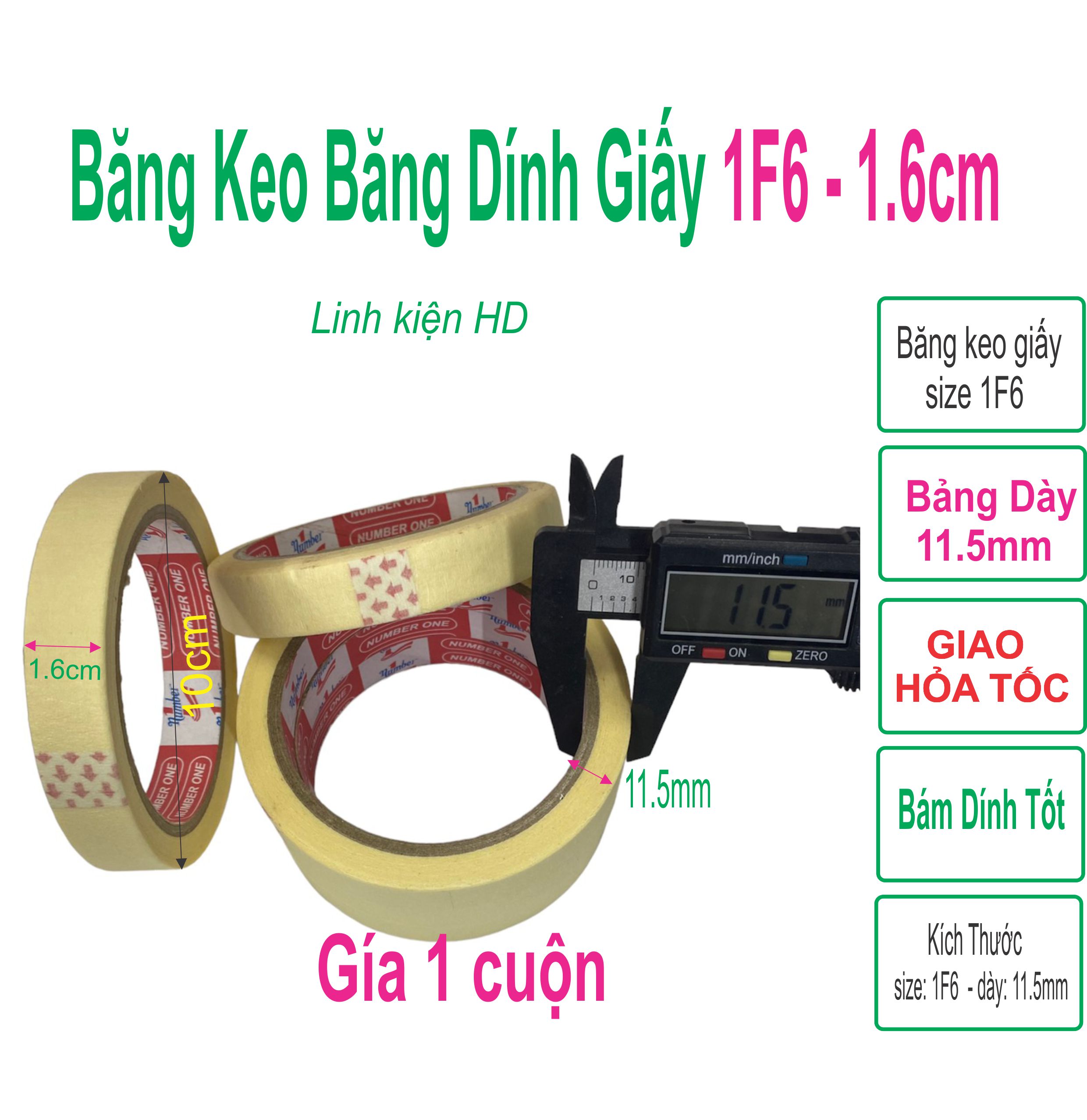 Băng keo giấy băng dính 1f6 1.6cm loại dày - linhkien hd