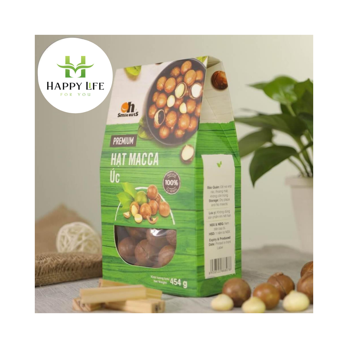 HẠT MACCA ÚC NỨT VỎ NƯỚNG hộp 500g