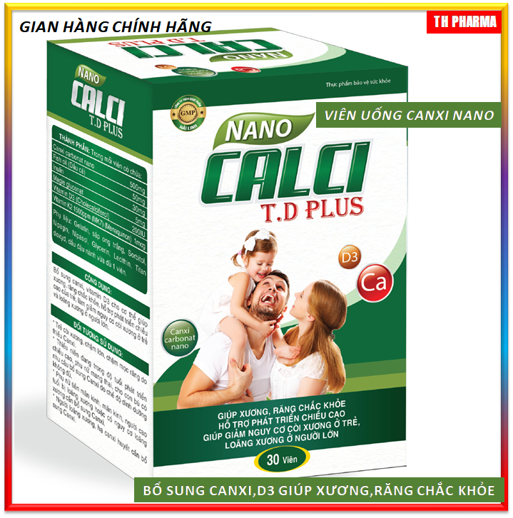 Cho trẻ từ 1 tuổi-Viên Uống Calci Nano calci TD Plus