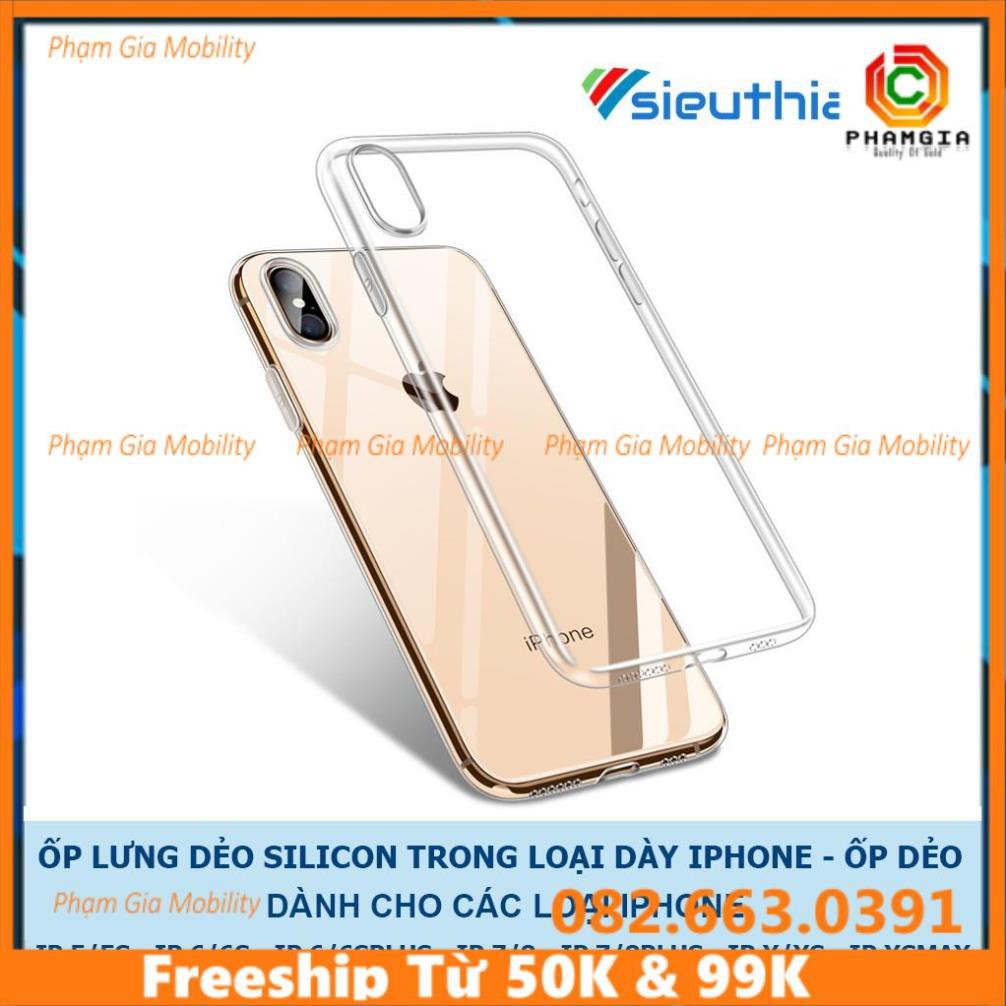 Ốp lưng silicon dẻo trong suốt dành cho iphone 5/6 /6s/6plus/6splus/7/8/7plus/8plus/x/xs/xsmax