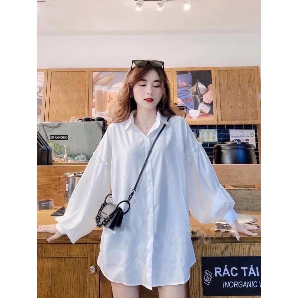Áo sơ mi trắng nữ tay phồng dễ thương