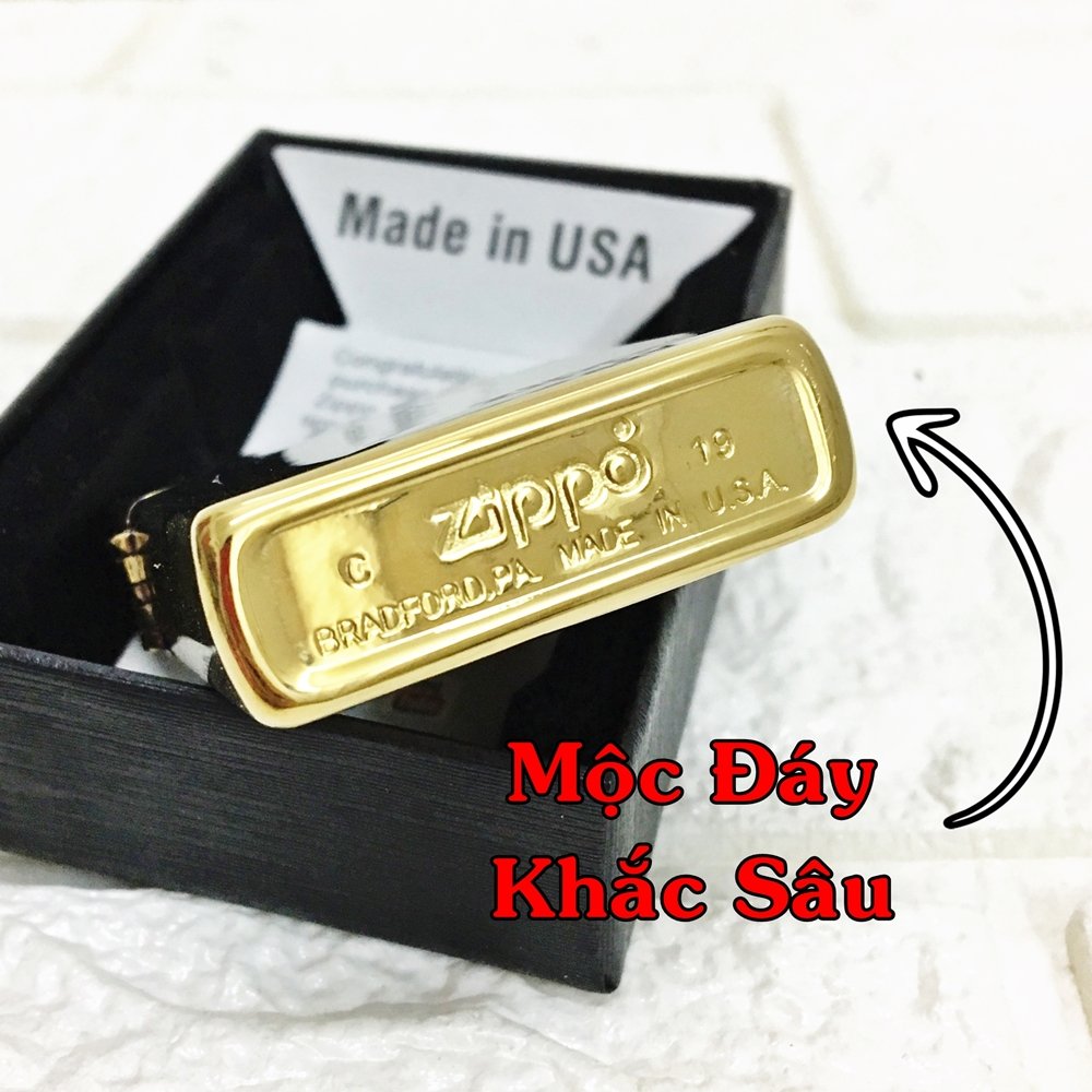 [HCM]BẬT LỬA ZIPPO USA TRƠN BÓNG - RUỘT USA (CÓ TEM ĐỎ VÀ TEM GIÁ ĐÔ) - (XÀI XĂNG) #VÀNG