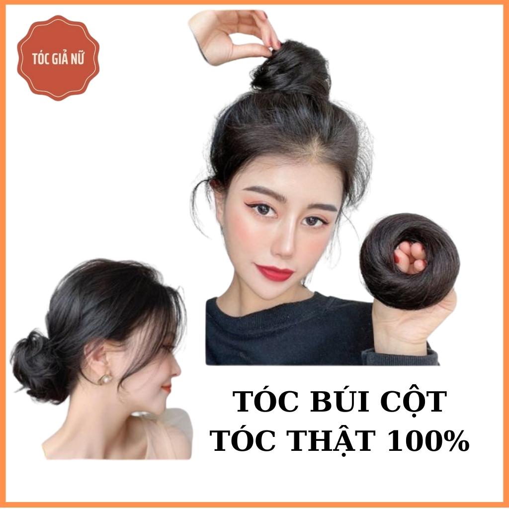 Búi tóc giả cột rối mini - dệt tóc thật 100%- Búi mini tóc thật.