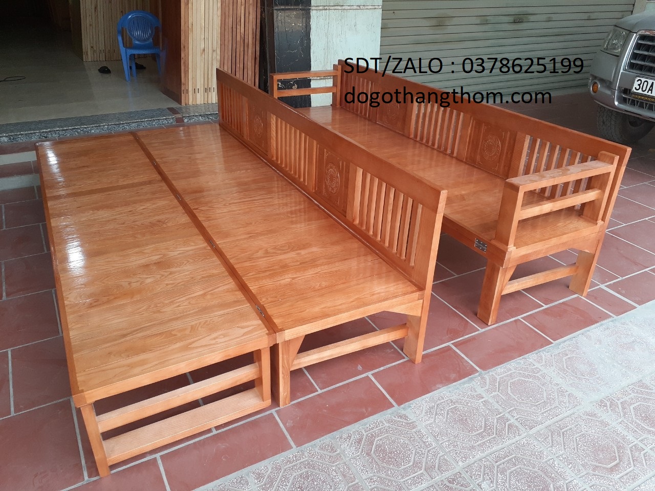 Giường gấp gỗ xoan đào 1m2 ghế gấp phòng khách gỗ xoan đào