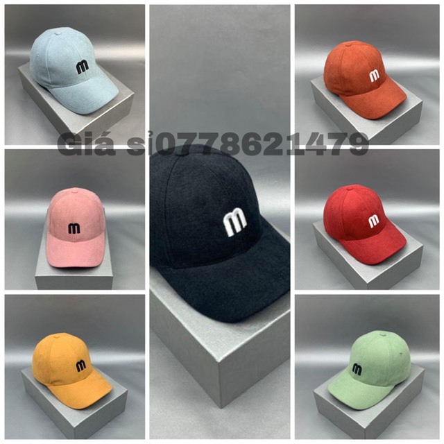 [HCM]Nón kết lưỡi trai nhưng mịn thêu chữ M thời trang - Mũ kết thời trang nam nữ