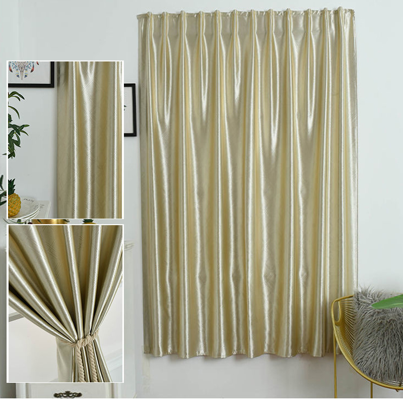 Rèm Trang Trí Nhà Cửa Tự Dính Màu Trơn Tối 100% Rèm Nhỏ Cửa Sổ Phòng Ngủ Được Thiết Kế Hiện Đại Màu Xanh Lam Langsir Miễn Phí Lắp Đặt