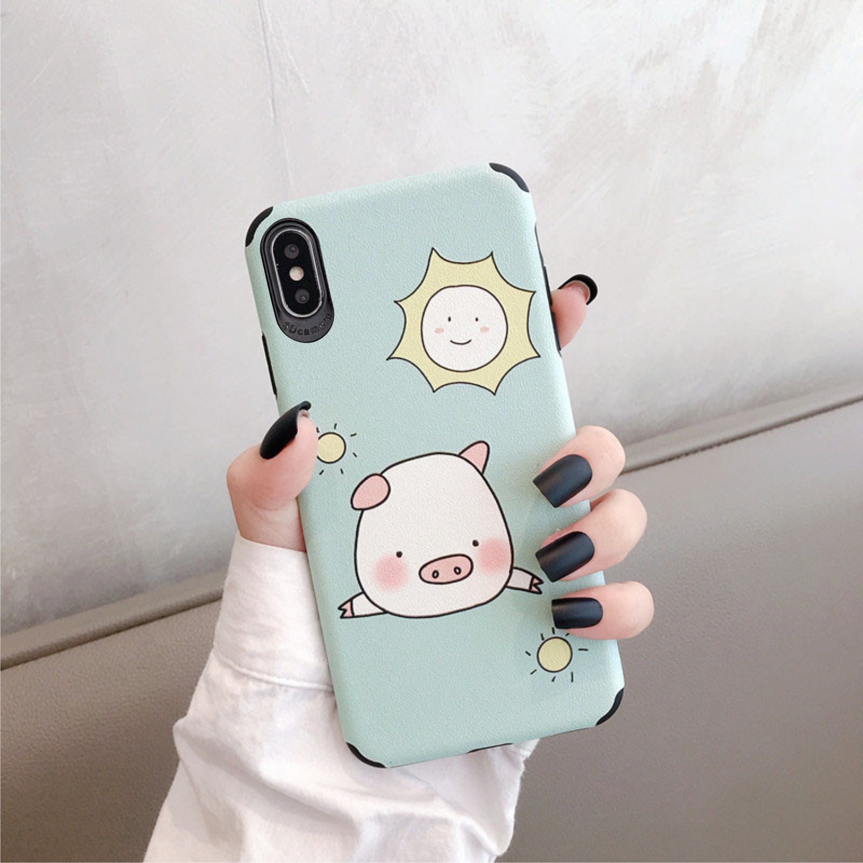 Ốp Lưng Da IMD Pig Cartoon
