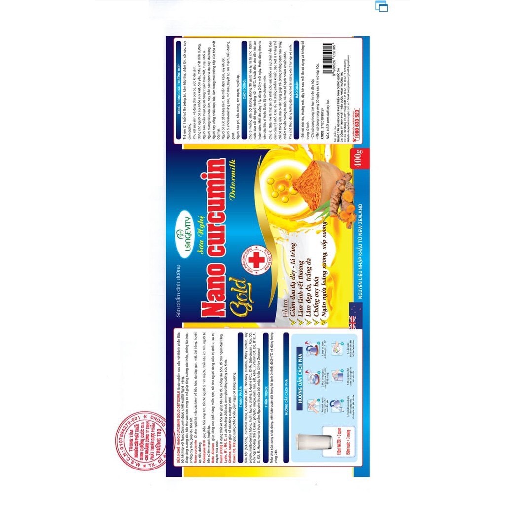 900g tặng 150g lon sơn Sữa nghệ nano curcumin Gold