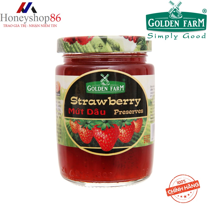 Mứt dâu preserves golden farm 210g honeyshop86